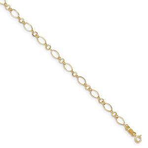 14k Gold Anklet with Extension, 9-10 Inch